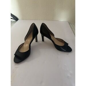 Adrienne Vittadini D'Orsay Pumps Women's 8 black stilettos‎ open toe Gorgeous